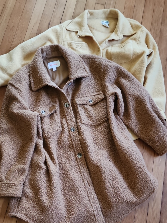 Joe Fresh Jackets & Blazers - Cap NORD Yellow and Joe Fresh Brown Teddy Jacket with Tan Fleece Layered Look